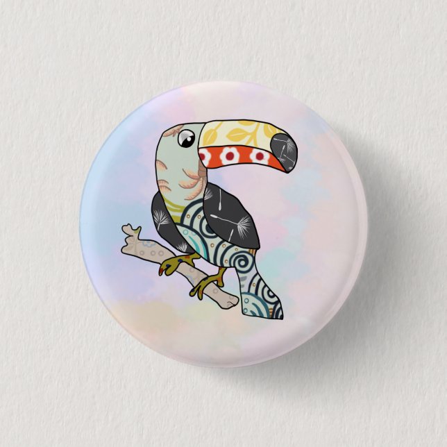 Badge Rond 2,50 Cm Toucan (Devant)