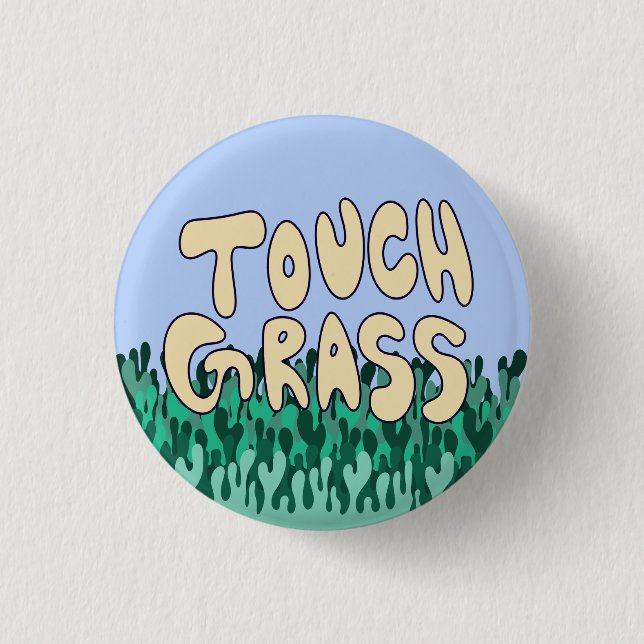 Badge Rond 2,50 Cm Toucher le bouton Grass (Devant)