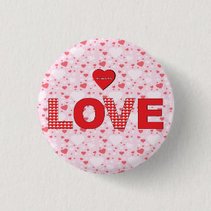 Badge Rond 2,50 Cm Toujours AIMER avec les Coeurs rouges Saint Valent