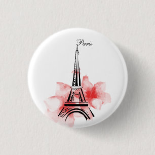 Badge Rond 2,50 Cm Tour Eiffel romantique Paris