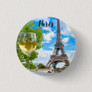 Badge Rond 2,50 Cm Tour Eiffel verre tourné