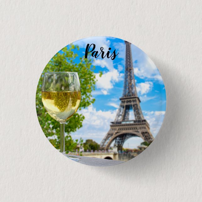Badge Rond 2,50 Cm Tour Eiffel verre tourné (Devant)