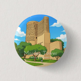 Badge Rond 2,50 Cm Tour Maiden, Bakou Azerbaïdjan