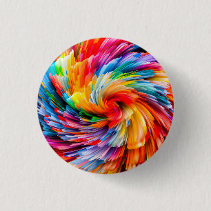 Badge Rond 2,50 Cm Tourbillon Moderne Abstrait Arc-en-Ciel Vibrant