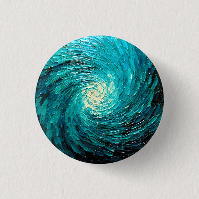 Badge Rond 2,50 Cm Tourbillon océan turquoise abstrait (Devant)