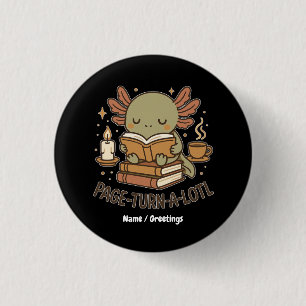 Badge Rond 2,50 Cm Tourne-page-en-lotl Mignon Axolotl de Lecture Doux