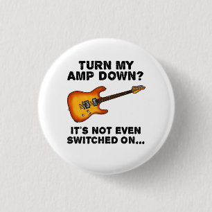 Badge Rond 2,50 Cm Tourner Mon Amp Vers Le Bas Guitare Électrique Fun