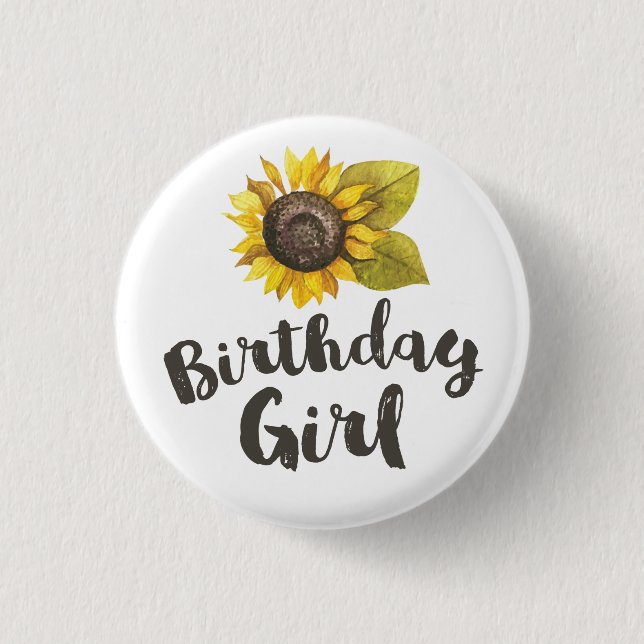 Badge Rond 2,50 Cm Tournesol Bouton fille anniversaire (Devant)