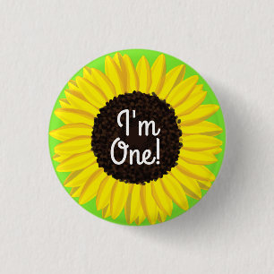 Badge Rond 2,50 Cm Tournesol mûre 1er Anniversaire broche