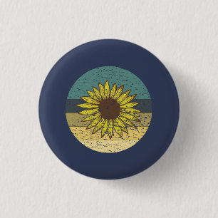 Badge Rond 2,50 Cm Tournesol Rétro