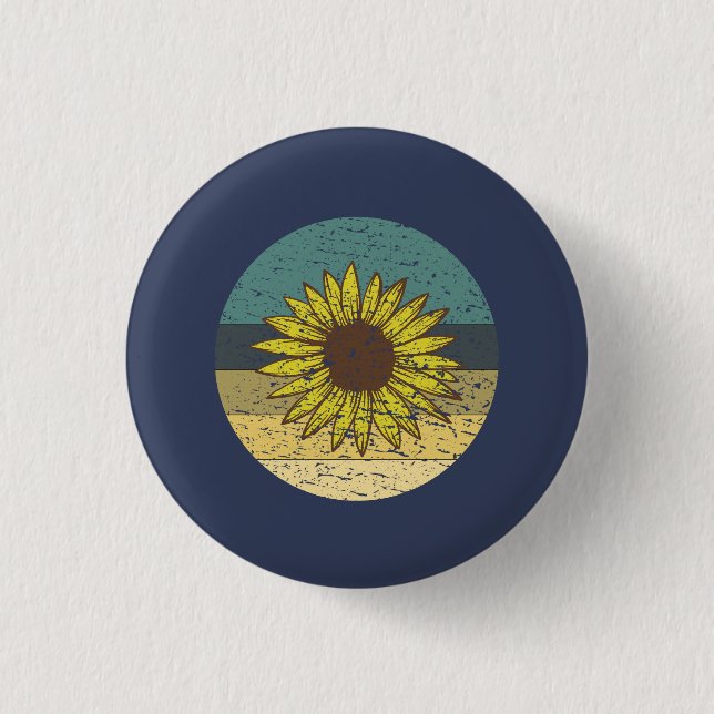 Badge Rond 2,50 Cm Tournesol Rétro  (Devant)