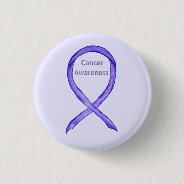 Badge Rond 2,50 Cm Tous Cancers Sensibilisation Lavande Bouton Bouton (Devant)