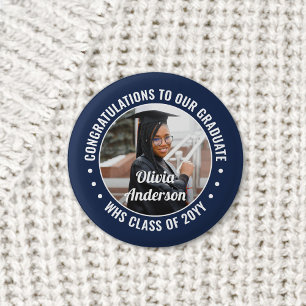 Badge Rond 2,50 Cm Tout Texte Graduation Photo Félicitations Marine B