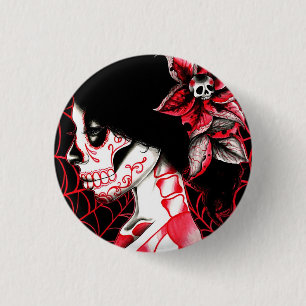 Badge Rond 2,50 Cm Toute la fille morte allée de crâne de sucre