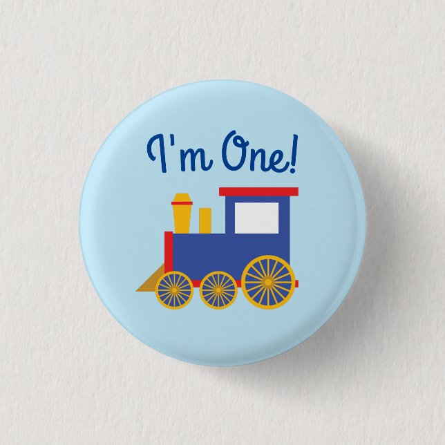 Badge Rond 2,50 Cm Train Cute Choo-Choo 1er Anniversaire Thème (Devant)