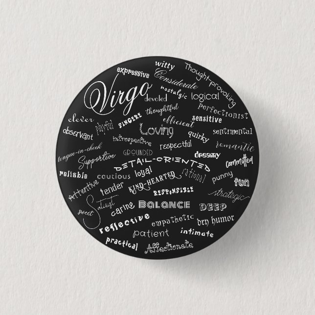 Badge Rond 2,50 Cm Traits de la Vierge Texte de Constellation Stellai (Devant)