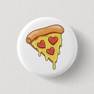 Badge Rond 2,50 Cm Tranche de pizza au pepperoni en forme de cœur – F