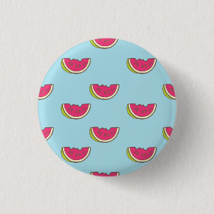 Badge Rond 2,50 Cm Tranches de pastèque sur le motif turquoise