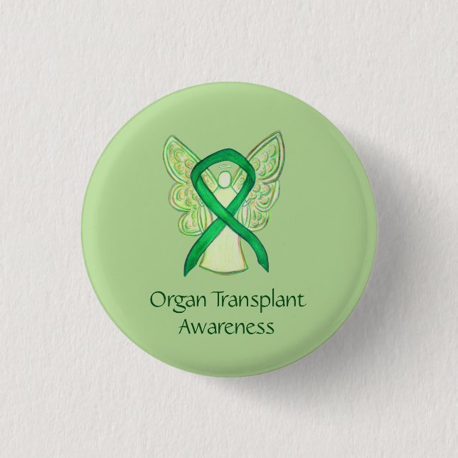 Badge Rond 2,50 Cm Transplantation d'organes Sensibilisation verte Ru (Devant)