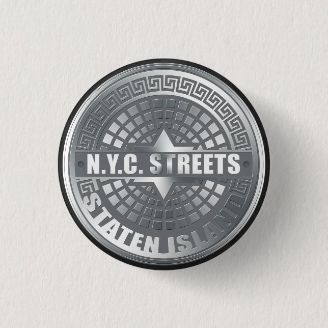 Badge Rond 2,50 Cm Trappe de visite Staten Island Gris (Devant)