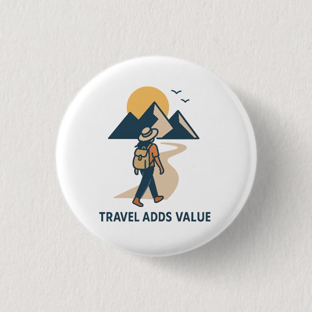 Badge Rond 2,50 Cm Travel Adds value (Devant)