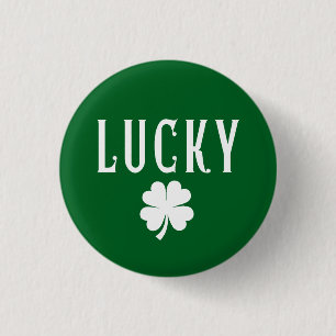 Badge Rond 2,50 Cm Trèfle à quatre feuilles chanceux St Patrick 