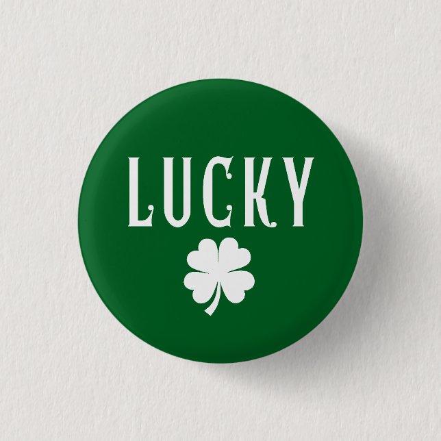 Badge Rond 2,50 Cm Trèfle à quatre feuilles chanceux St Patrick  (Devant)