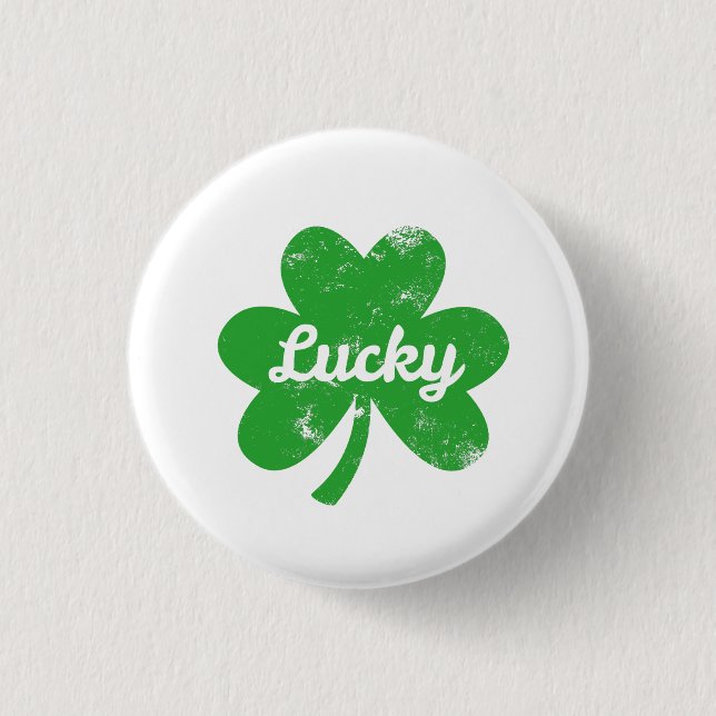 Badge Rond 2,50 Cm Trèfle Chanceux St Patrick's Day (Devant)