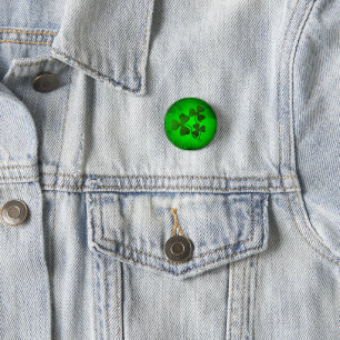 Badge Rond 2,50 Cm Trèfle irlandais/trèfle vert, éclat vert de l'Irla