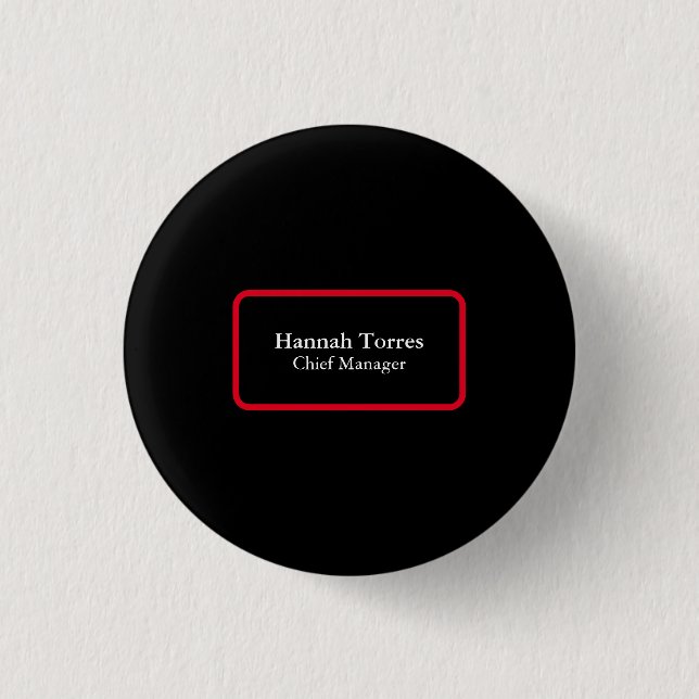 Badge Rond 2,50 Cm Trendy Black & Red Plain Créatif Moderne (Devant)