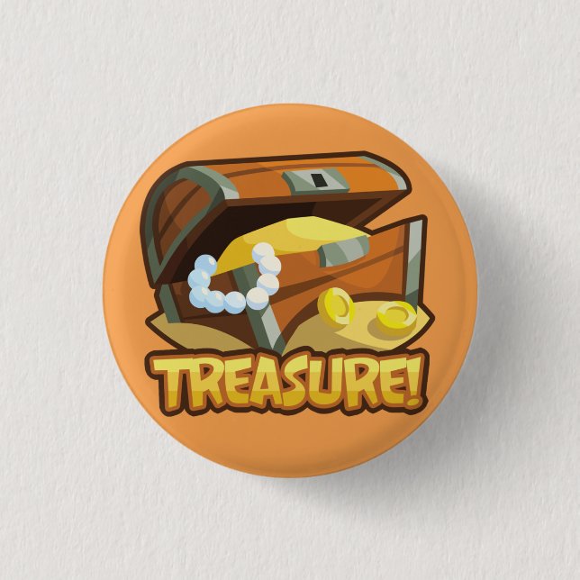 Badge Rond 2,50 Cm Trésor ! Bouton (Devant)