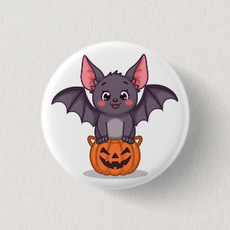 Badge Rond 2,50 Cm Trick mignon ou chauve-souris