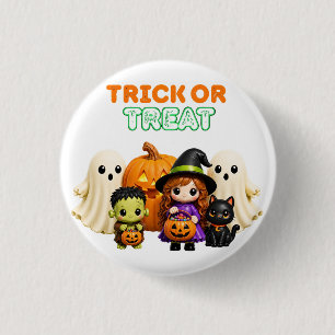 Badge Rond 2,50 Cm Trick or Treat – Jolis amis d'Halloween