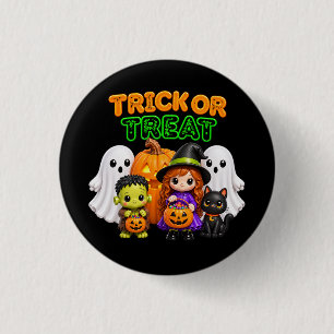 Badge Rond 2,50 Cm Trick or Treat - Jolis amis d'Halloween