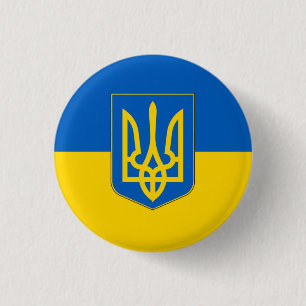 Badge Rond 2,50 Cm Trident Drapeau de l'Ukraine