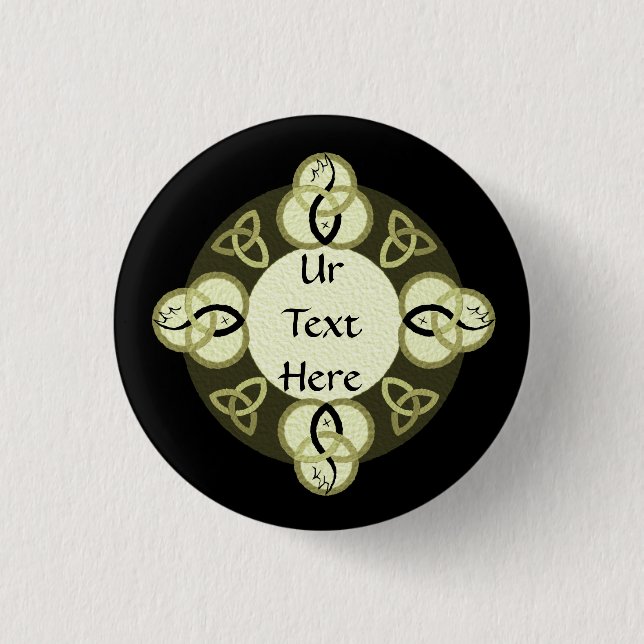 Badge Rond 2,50 Cm Trinity gris clair et monogramme de poisson noir (Devant)