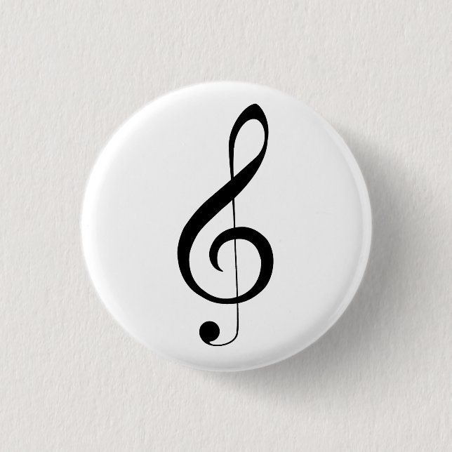 Badge Rond 2,50 Cm Triple Clef Musical Note, (Devant)