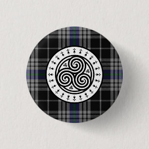 Badge Rond 2,50 Cm Triskele & Tartan National Breizh