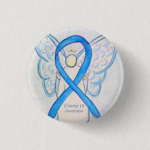 Badge Rond 2,50 Cm Trisomy 18 Sensibilisation Angel Ribbon Art Pin