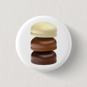 Badge Rond 2,50 Cm Trois marshmallows enrobés de chocolat