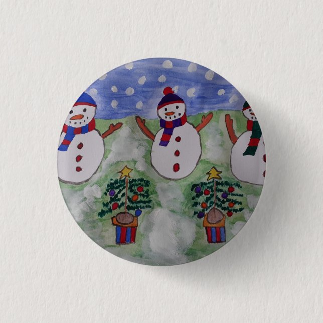 Badge Rond 2,50 Cm Trois motoneiges de Noël (Devant)