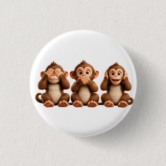 Badge Rond 2,50 Cm Trois singes sages