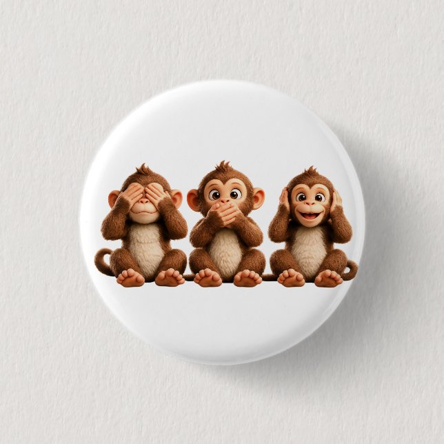 Badge Rond 2,50 Cm Trois singes sages (Devant)
