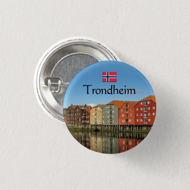 Badge Rond 2,50 Cm Trondheim Norvège Souvenir (Devant & derrière)