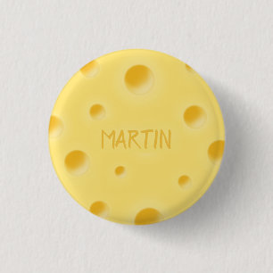 Badge Rond 2,50 Cm Trop Fromageux ! Nom Personnalisé Fromage Suisse