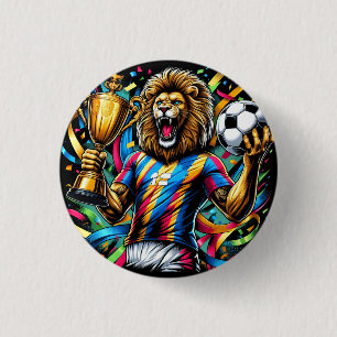 Badge Rond 2,50 Cm Trophée de football champion de soccer Lion Victoi