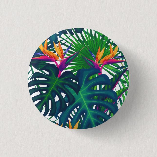 Badge Rond 2,50 Cm Tropical Greenery Jungle Leaves Paradise  (Devant)