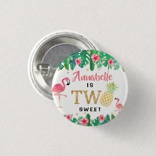 Badge Rond 2,50 Cm Tropical Summer Beach Luau Girls 2e anniversaire