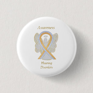 Badge Rond 2,50 Cm Troubles auditifs Sensibilisation Ruban Angel Pin