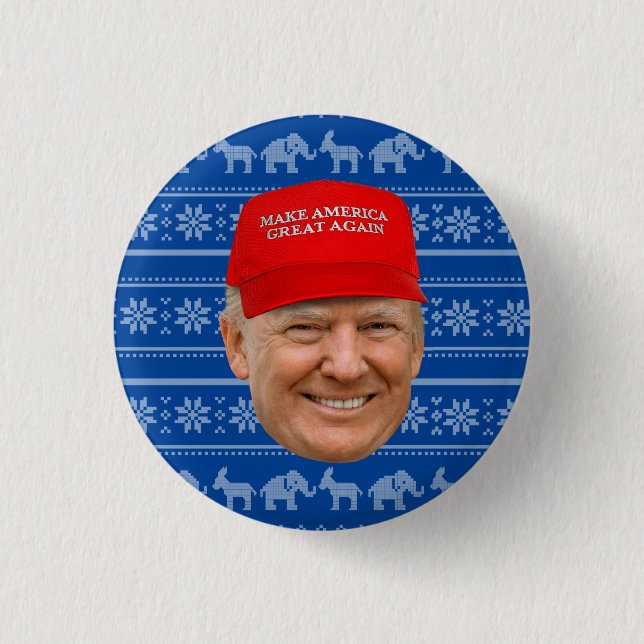 Badge Rond 2,50 Cm TRUMP MAGA Noël (Devant)